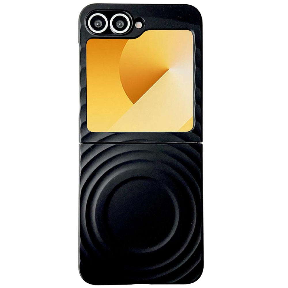 For Samsung Galaxy Z Flip7 FE 5G / Z Flip6 5G / Flip5 5G Magnetic Case Skin-Touch Wave Teature Hard PC Phone Cover - Black