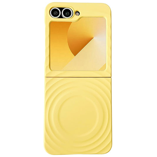 For Samsung Galaxy Z Flip7 FE 5G / Z Flip6 5G / Flip5 5G Magnetic Case Skin-Touch Wave Teature Hard PC Phone Cover - Yellow