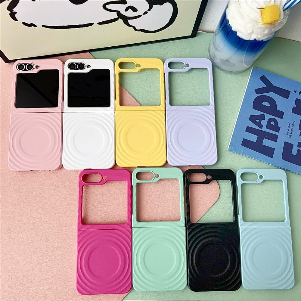 For Samsung Galaxy Z Flip7 FE 5G / Z Flip6 5G / Flip5 5G Magnetic Case Skin-Touch Wave Teature Hard PC Phone Cover - Blue