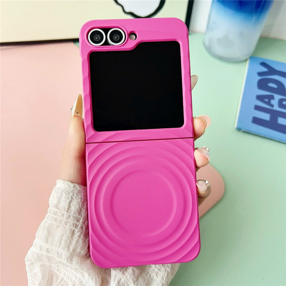 For Samsung Galaxy Z Flip7 FE 5G / Z Flip6 5G / Flip5 5G Magnetic Case Skin-Touch Wave Teature Hard PC Phone Cover - Rose