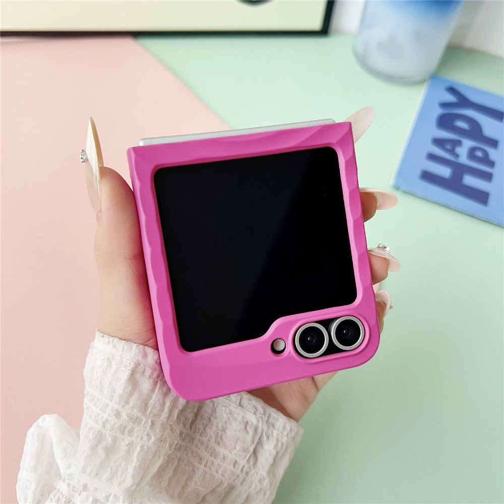 For Samsung Galaxy Z Flip7 FE 5G / Z Flip6 5G / Flip5 5G Magnetic Case Skin-Touch Wave Teature Hard PC Phone Cover - Rose