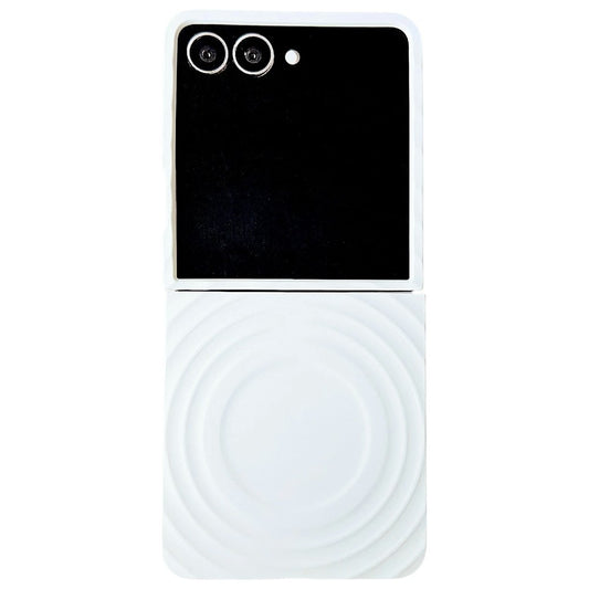 For Samsung Galaxy Z Flip7 5G Magnetic Case Skin-Touch Wave Teature Hard PC Phone Cover - White