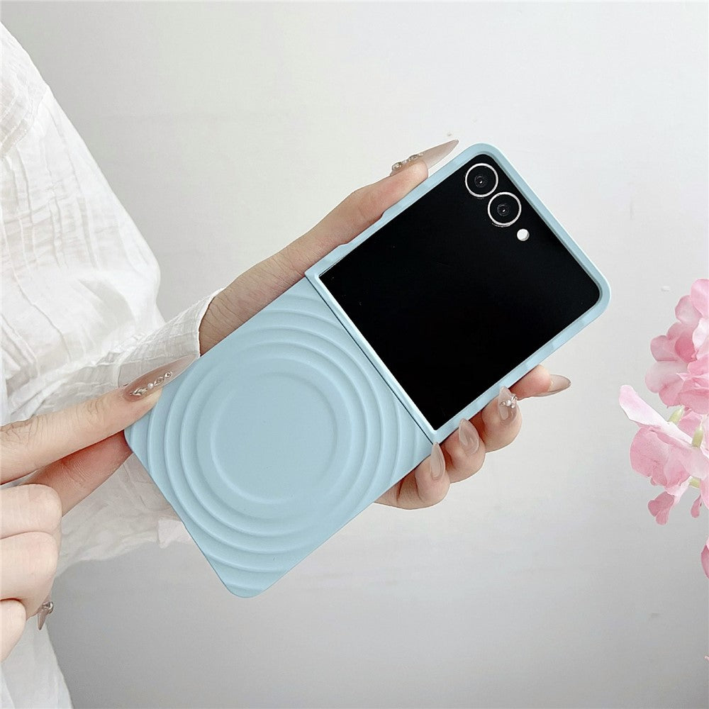 For Samsung Galaxy Z Flip7 5G Magnetic Case Skin-Touch Wave Teature Hard PC Phone Cover - Blue