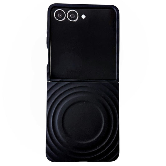 For Samsung Galaxy Z Flip7 5G Magnetic Case Skin-Touch Wave Teature Hard PC Phone Cover - Black