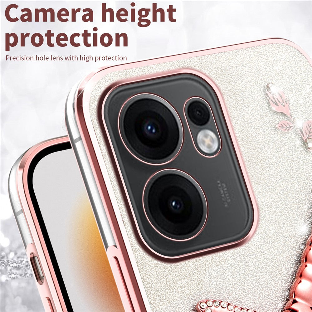 KADEM For Oppo Reno13 F 5G Case Dragonfly Kickstand TPU Flowers Glitter Phone Cover - Blue