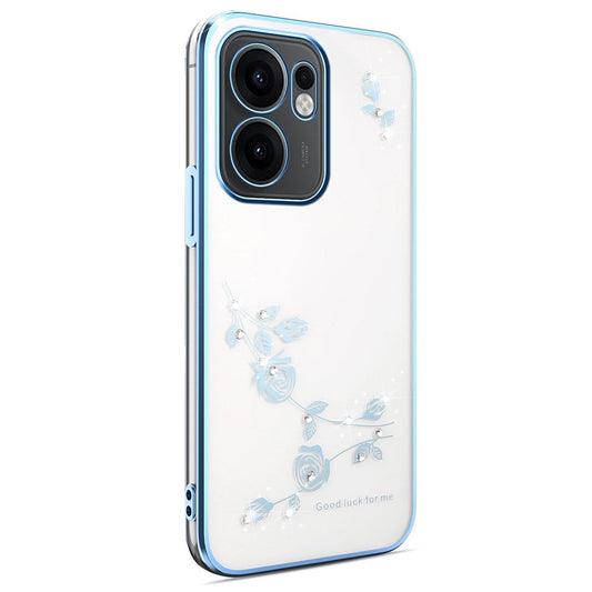 KADEM For Oppo Reno13 F 5G Case Flower Rhinestone Decor Electroplating TPU Phone Cover - Blue