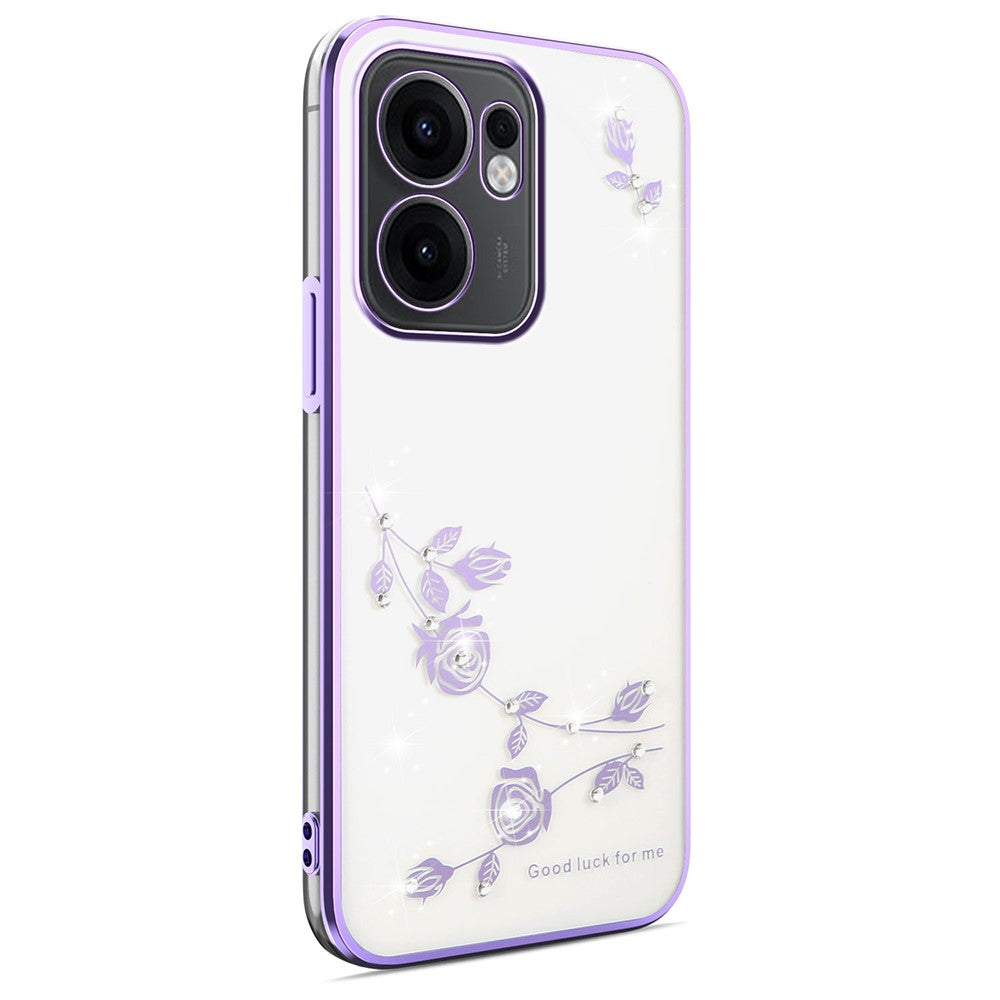 KADEM For Oppo Reno13 F 5G Case Flower Rhinestone Decor Electroplating TPU Phone Cover - Purple