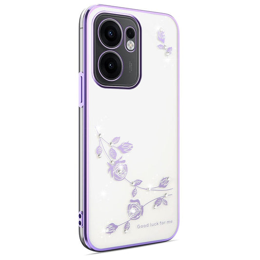 KADEM For Oppo Reno13 F 5G Case Flower Rhinestone Decor Electroplating TPU Phone Cover - Purple
