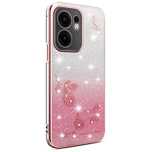 KADEM For Oppo Reno13 F 5G / 4G Case Flower TPU Flexible Gradient Phone Cover - Rose Gold