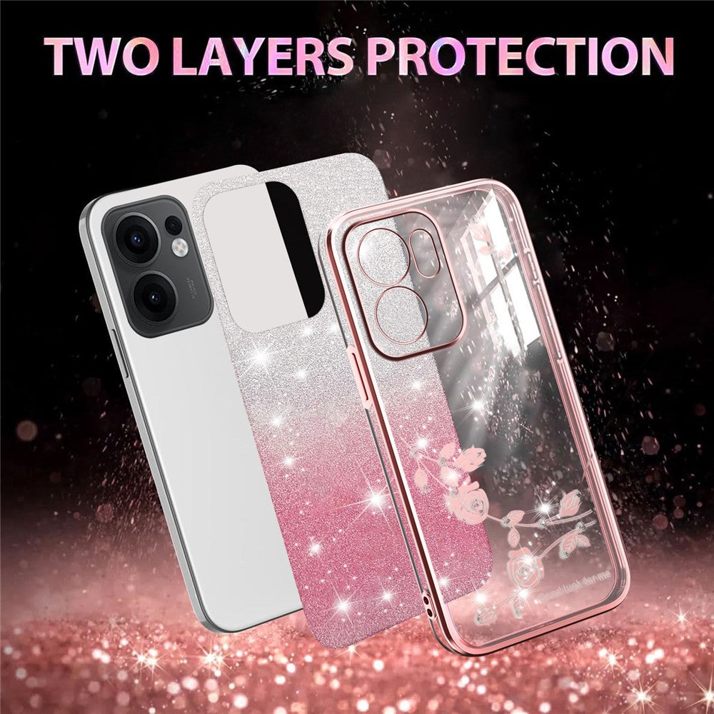 KADEM For Oppo Reno13 F 5G / 4G Case Flower TPU Flexible Gradient Phone Cover - Rose Gold