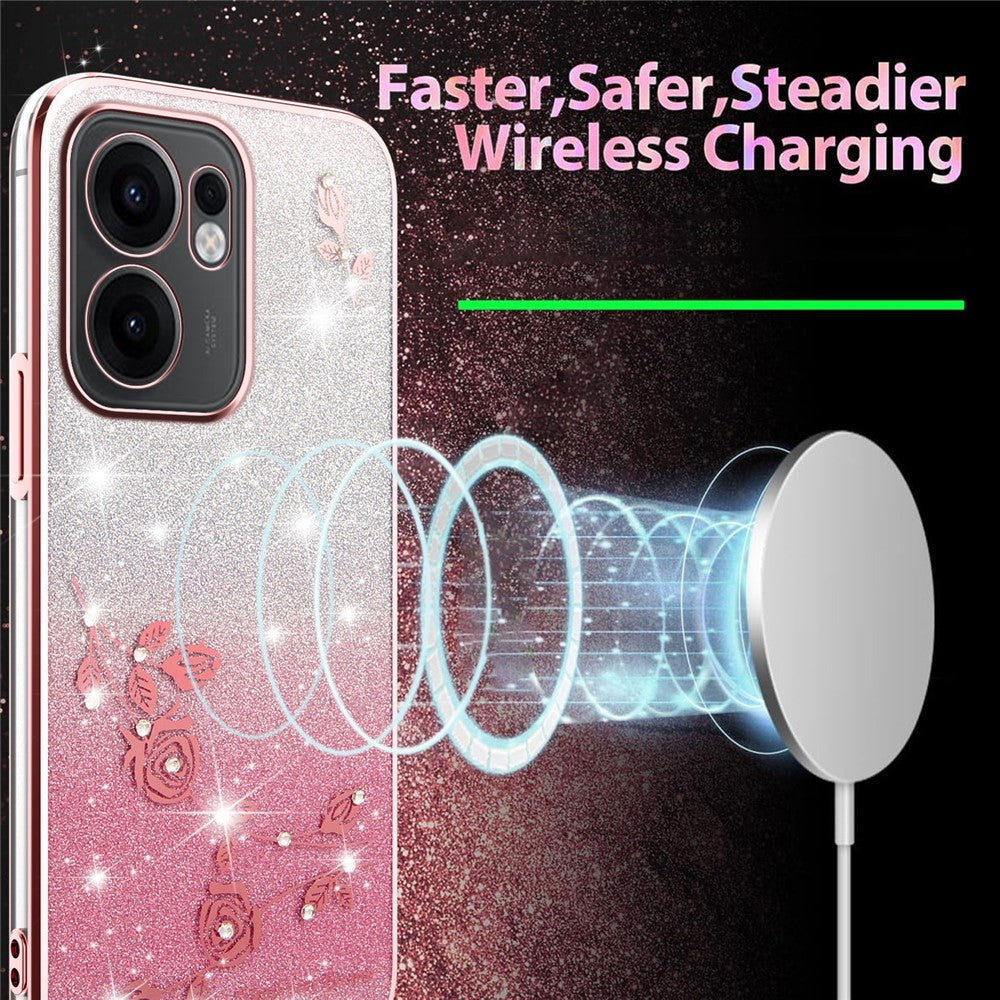 KADEM For Oppo Reno13 F 5G / 4G Case Flower TPU Flexible Gradient Phone Cover - Rose Gold