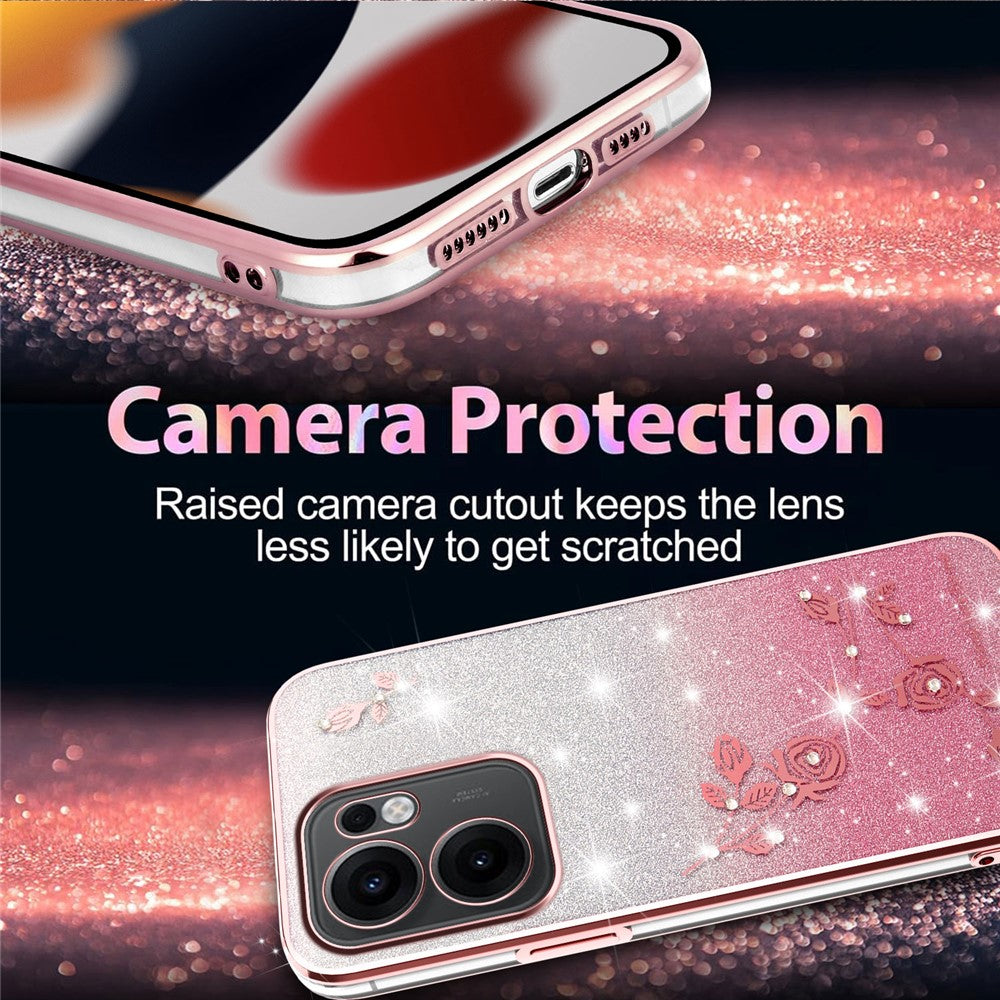 KADEM For Oppo Reno13 F 5G / 4G Case Flower TPU Flexible Gradient Phone Cover - Rose Gold