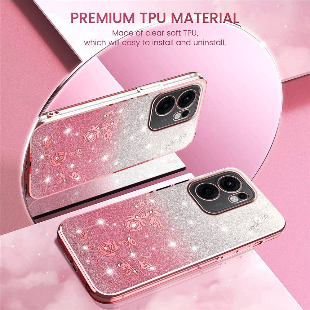 KADEM For Oppo Reno13 F 5G / 4G Case Flower TPU Flexible Gradient Phone Cover - Rose Gold