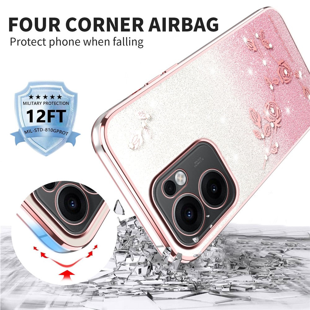 KADEM For Oppo Reno13 F 5G / 4G Case Flower TPU Flexible Gradient Phone Cover - Rose Gold