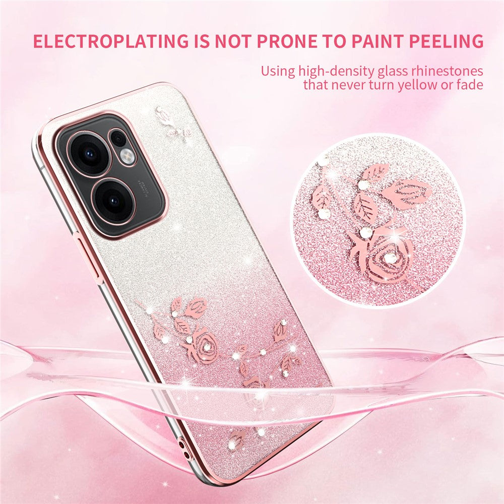 KADEM For Oppo Reno13 F 5G / 4G Case Flower TPU Flexible Gradient Phone Cover - Rose Gold
