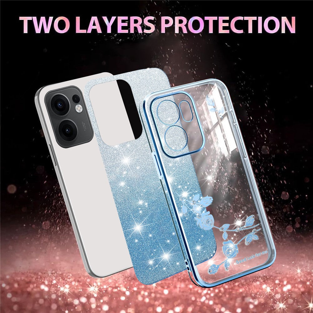 KADEM For Oppo Reno13 F 5G / 4G Case Flower TPU Flexible Gradient Phone Cover - Blue