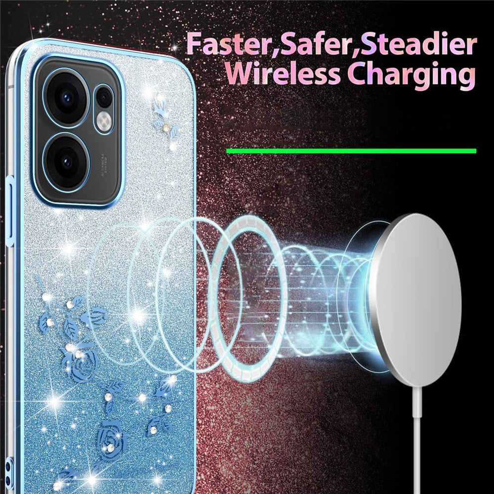 KADEM For Oppo Reno13 F 5G / 4G Case Flower TPU Flexible Gradient Phone Cover - Blue