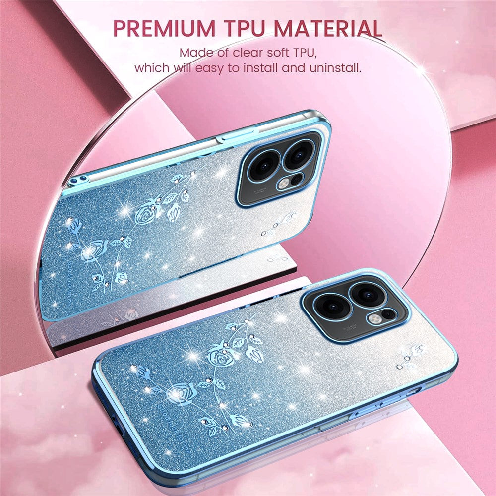 KADEM For Oppo Reno13 F 5G / 4G Case Flower TPU Flexible Gradient Phone Cover - Blue