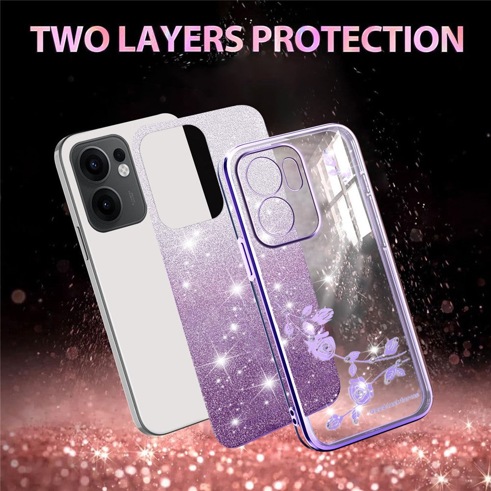KADEM For Oppo Reno13 F 5G / 4G Case Flower TPU Flexible Gradient Phone Cover - Purple