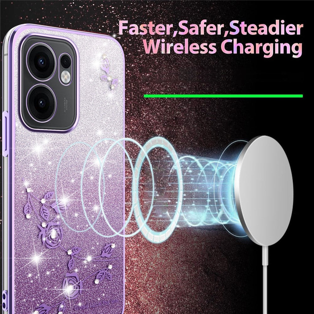 KADEM For Oppo Reno13 F 5G / 4G Case Flower TPU Flexible Gradient Phone Cover - Purple