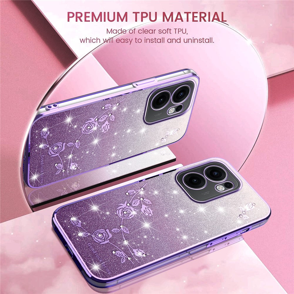 KADEM For Oppo Reno13 F 5G / 4G Case Flower TPU Flexible Gradient Phone Cover - Purple