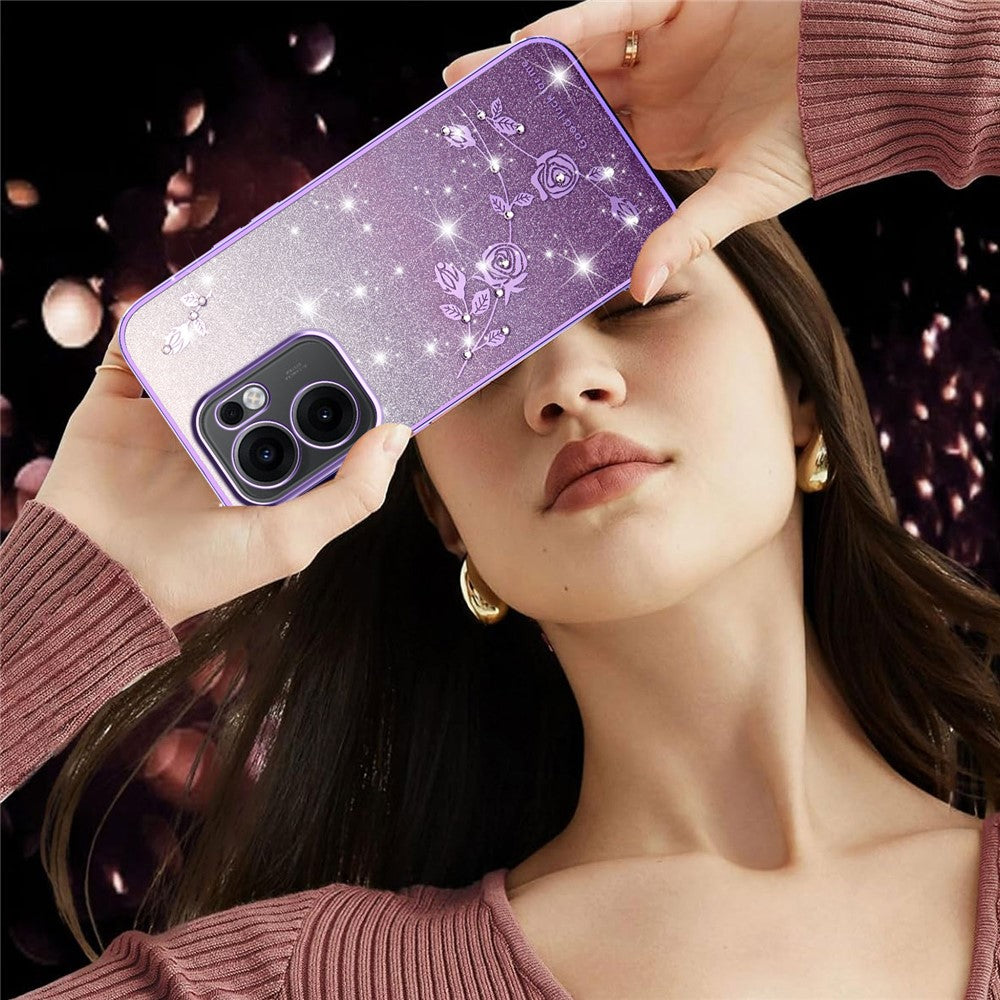 KADEM For Oppo Reno13 F 5G / 4G Case Flower TPU Flexible Gradient Phone Cover - Purple