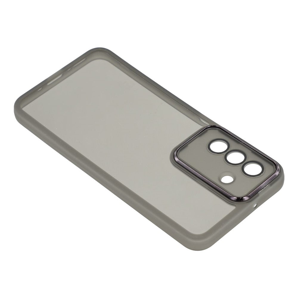 For Samsung Galaxy A17 5G Case Electroplated Camera Frame TPU Phone Cover - Transparent Black