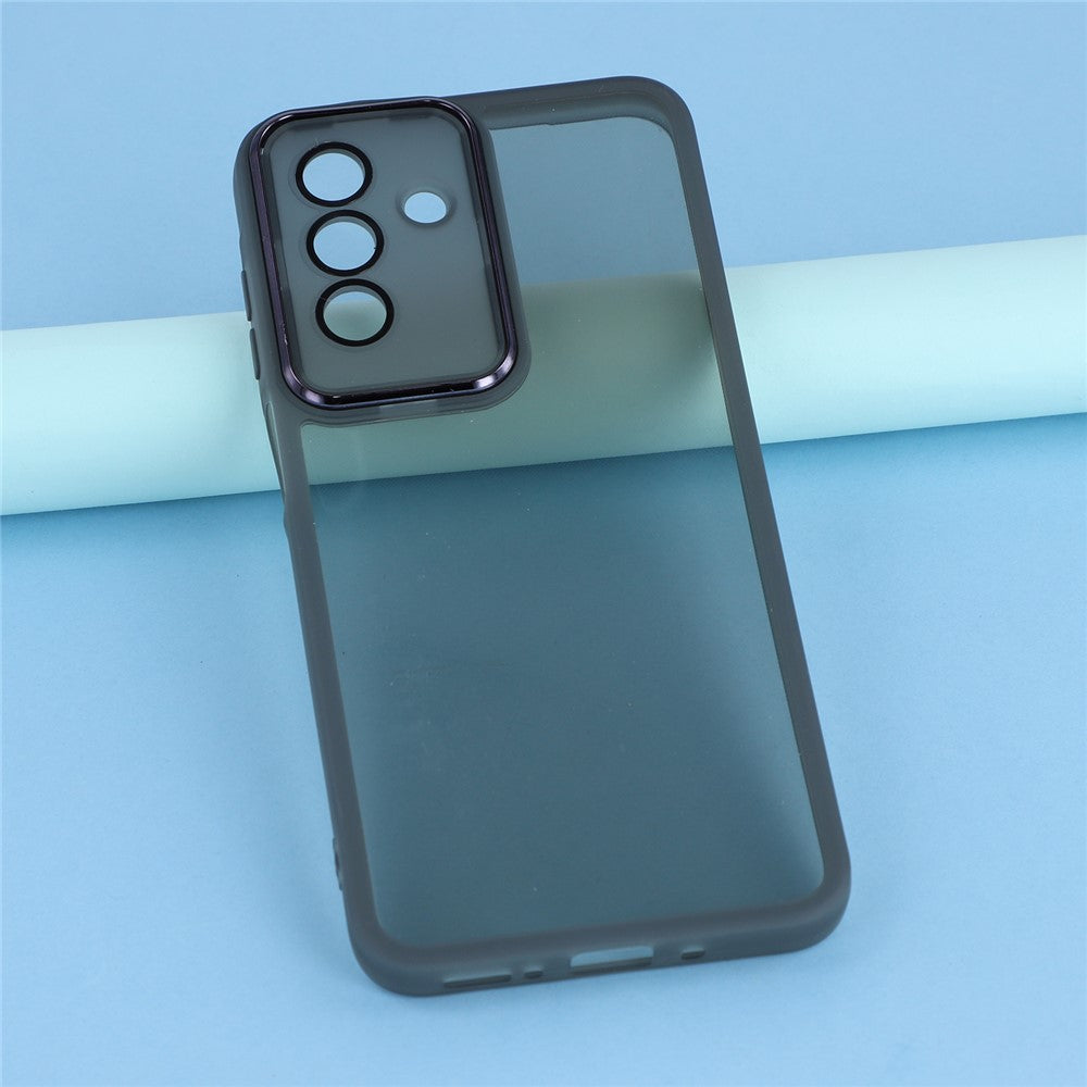 For Samsung Galaxy A17 5G Case Electroplated Camera Frame TPU Phone Cover - Transparent Black