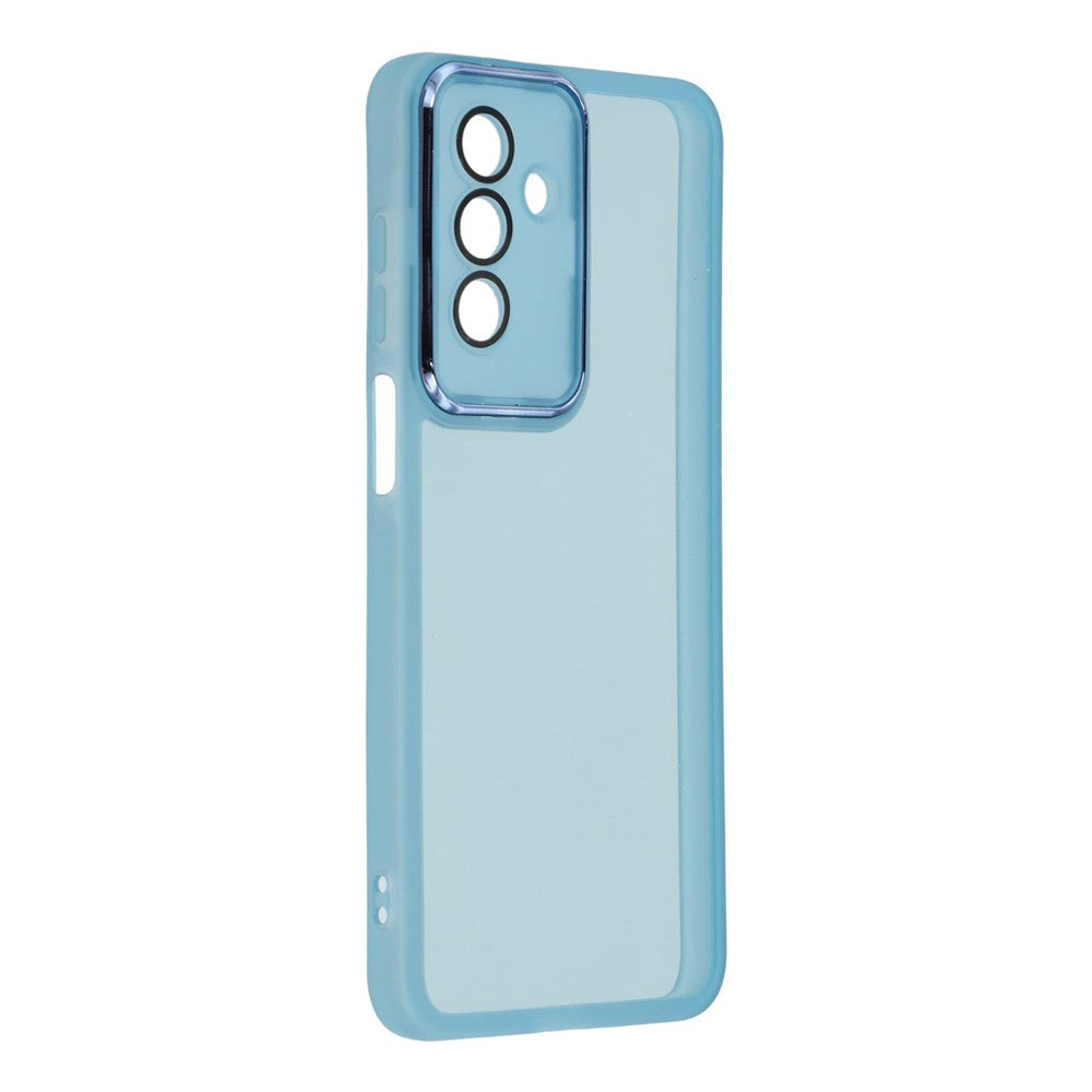 For Samsung Galaxy A17 5G Case Electroplated Camera Frame TPU Phone Cover - Transparent Blue