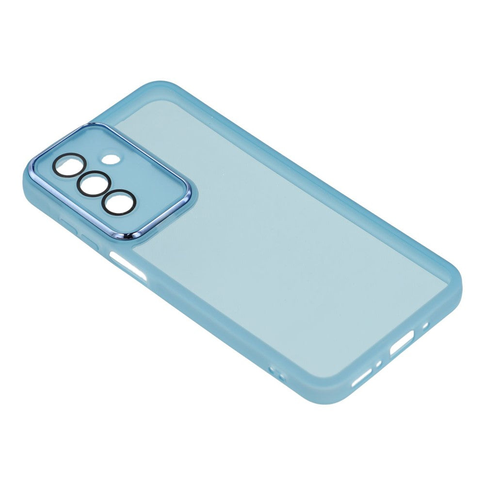 For Samsung Galaxy A17 5G Case Electroplated Camera Frame TPU Phone Cover - Transparent Blue