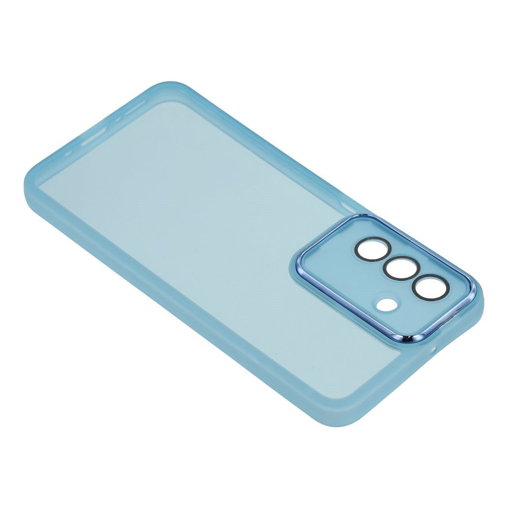 For Samsung Galaxy A17 5G Case Electroplated Camera Frame TPU Phone Cover - Transparent Blue