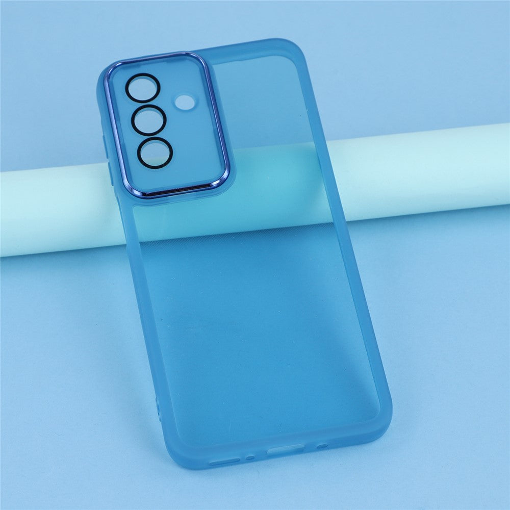 For Samsung Galaxy A17 5G Case Electroplated Camera Frame TPU Phone Cover - Transparent Blue