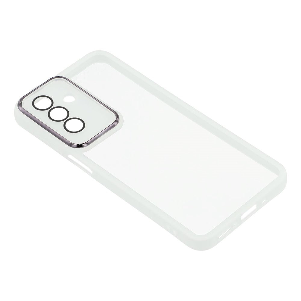 For Samsung Galaxy A17 5G Case Electroplated Camera Frame TPU Phone Cover - Transparent White