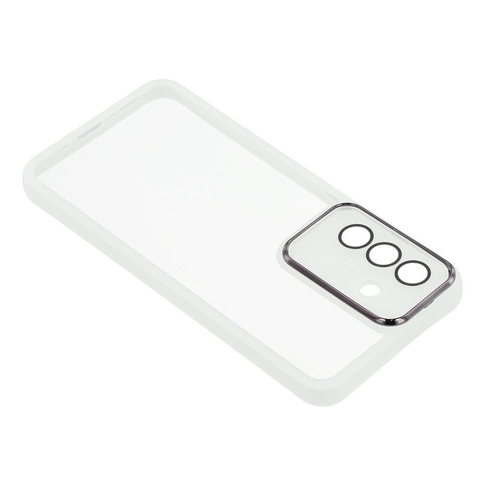 For Samsung Galaxy A17 5G Case Electroplated Camera Frame TPU Phone Cover - Transparent White