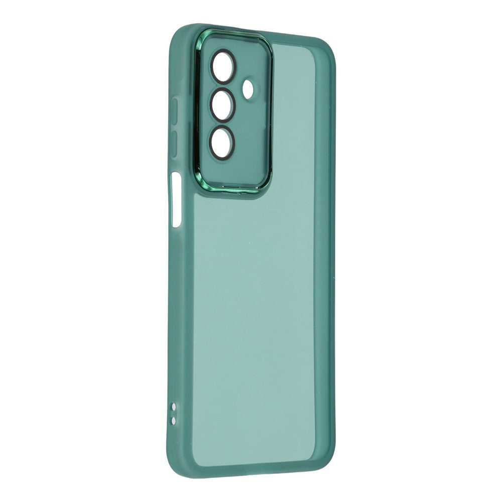 For Samsung Galaxy A17 5G Case Electroplated Camera Frame TPU Phone Cover - Transparent Army Green