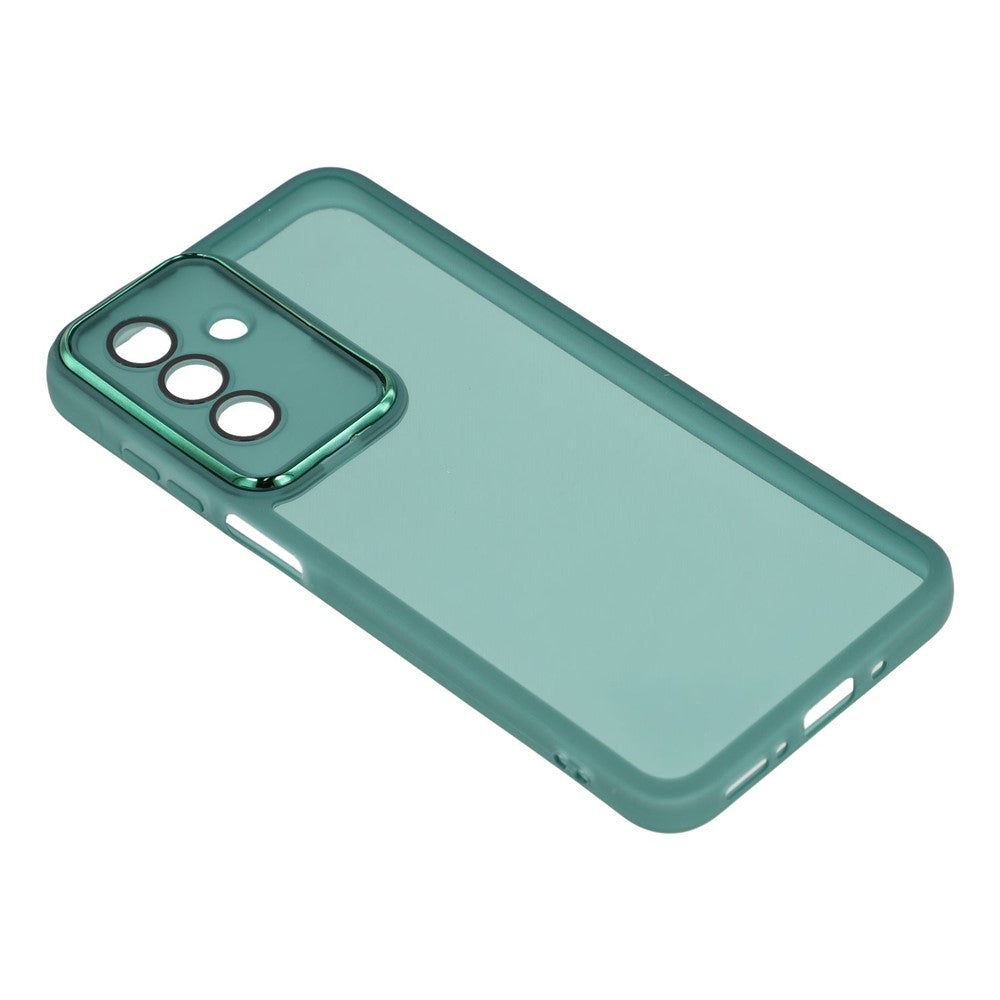 For Samsung Galaxy A17 5G Case Electroplated Camera Frame TPU Phone Cover - Transparent Army Green