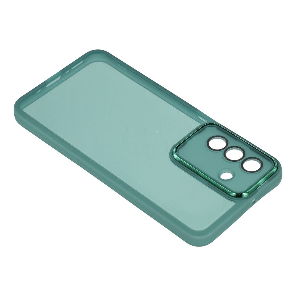 For Samsung Galaxy A17 5G Case Electroplated Camera Frame TPU Phone Cover - Transparent Army Green