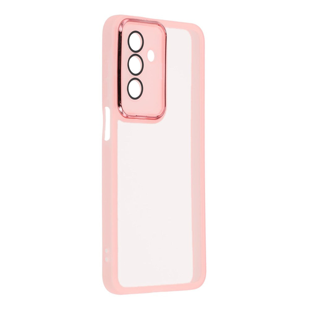 For Samsung Galaxy A17 5G Case Electroplated Camera Frame TPU Phone Cover - Transparent Pink