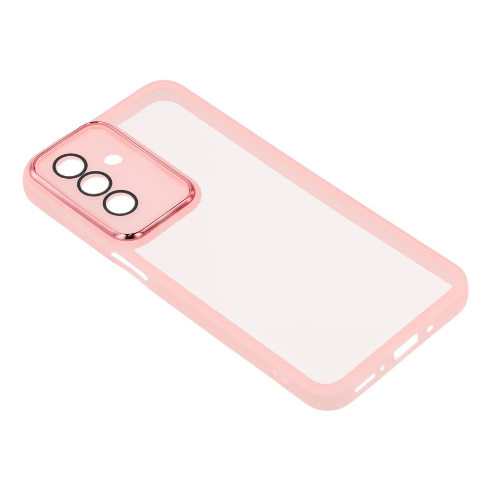 For Samsung Galaxy A17 5G Case Electroplated Camera Frame TPU Phone Cover - Transparent Pink