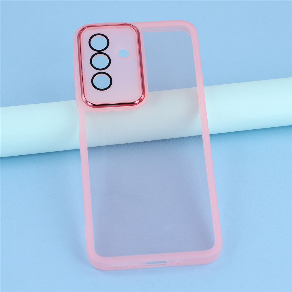 For Samsung Galaxy A17 5G Case Electroplated Camera Frame TPU Phone Cover - Transparent Pink