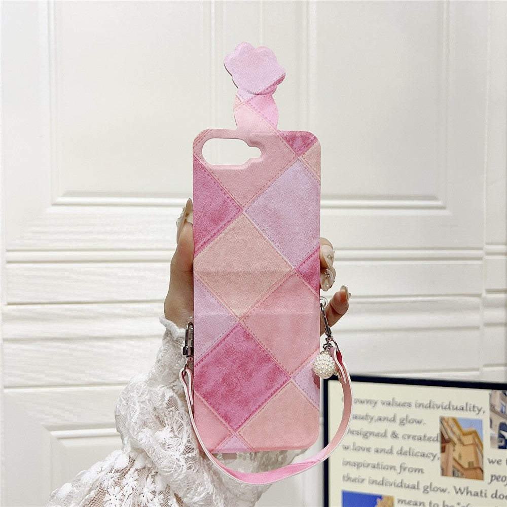 For Samsung Galaxy Z Flip7 FE 5G / Z Flip6 5G Case Retro Rhombus Cat Claw Clasp PU + PC Phone Cover with Strap - Pink