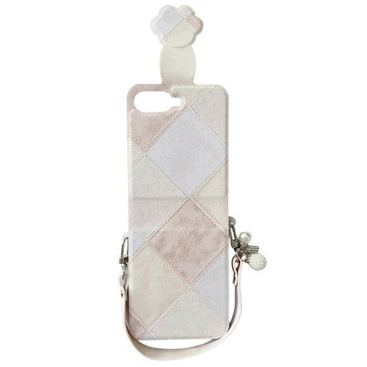 For Samsung Galaxy Z Flip7 FE 5G / Z Flip6 5G Case Retro Rhombus Cat Claw Clasp PU + PC Phone Cover with Strap - Beige