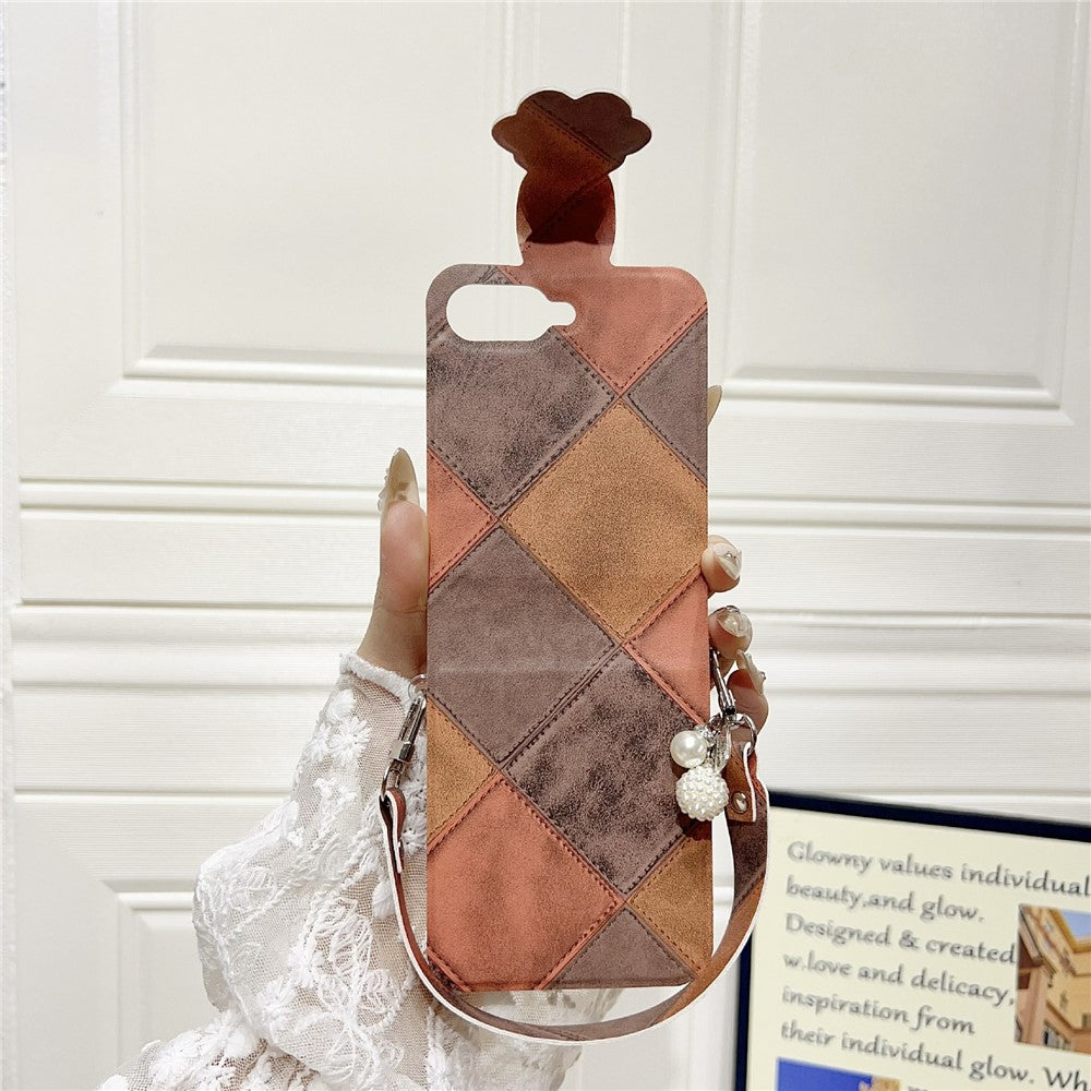 For Samsung Galaxy Z Flip7 FE 5G / Z Flip6 5G Case Retro Rhombus Cat Claw Clasp PU + PC Phone Cover with Strap - Dark Brown
