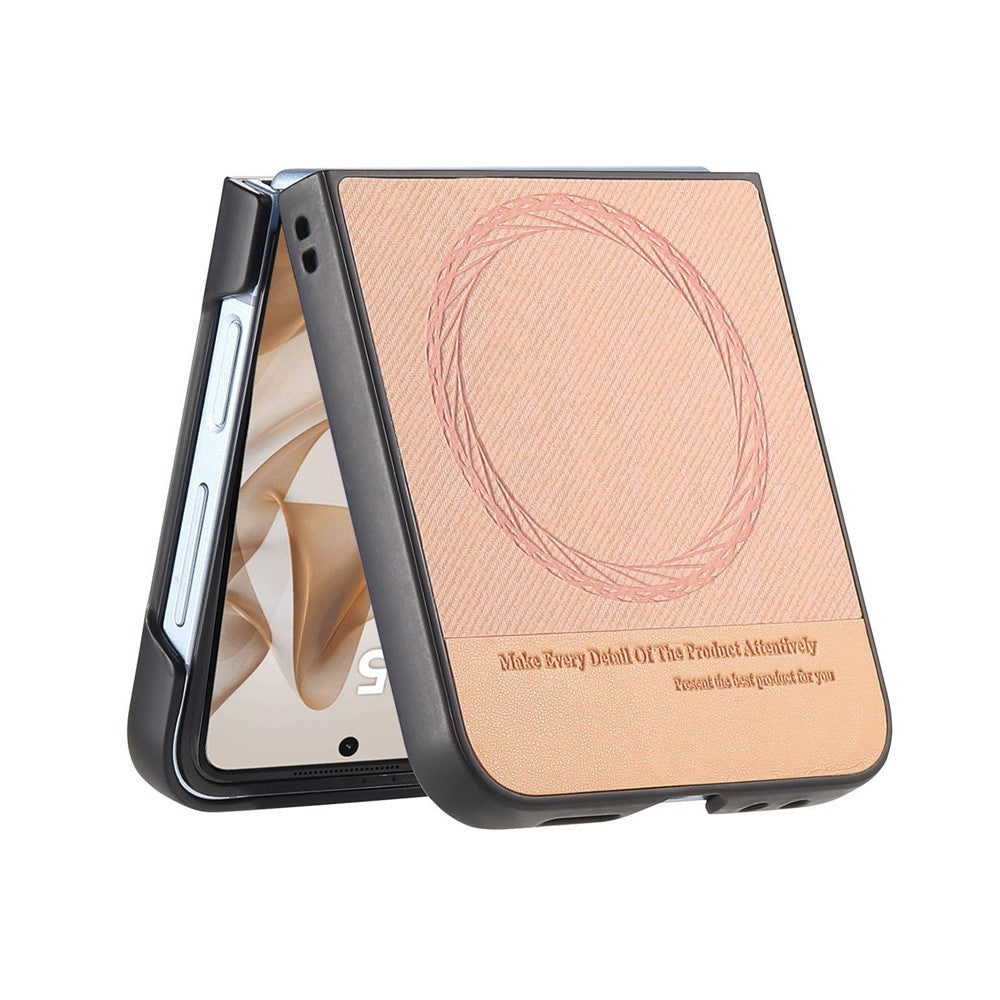 For Samsung Galaxy Z Flip7 5G Case Compatible with MagSafe Denim Texture Leather + PC Shockproof Phone Cover - Pink