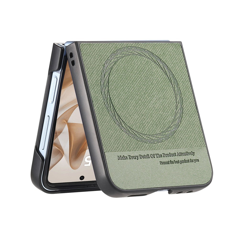 For Samsung Galaxy Z Flip7 5G Case Compatible with MagSafe Denim Texture Leather + PC Shockproof Phone Cover - Green