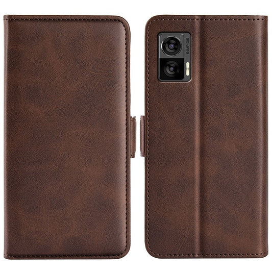For Motorola Edge 30 Neo 5G / Edge 30 Lite Calf Texture PU Leather Phone Case Stand Function Flip Wallet Cover with Dual Magnetic Clasp - Brown