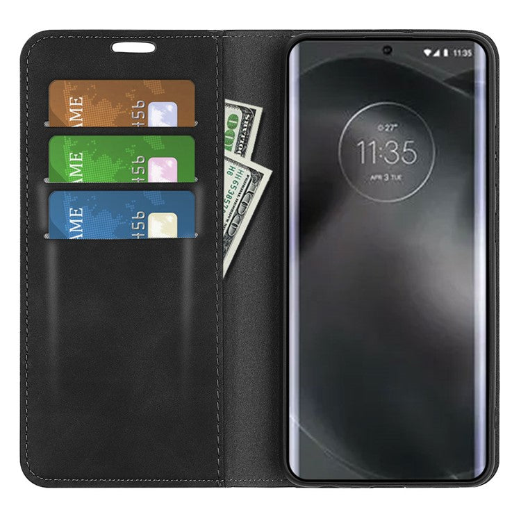 For Motorola Edge 30 Neo 5G / Edge 30 Lite Skin-touch PU Leather Flip Wallet Cover Stand Magnetic Absorption Shockproof Phone Case - Black