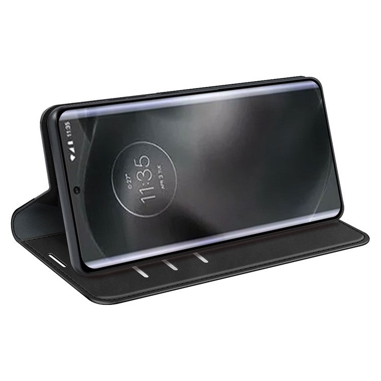For Motorola Edge 30 Neo 5G / Edge 30 Lite Skin-touch PU Leather Flip Wallet Cover Stand Magnetic Absorption Shockproof Phone Case - Black