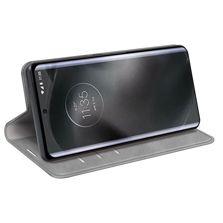 For Motorola Edge 30 Neo 5G / Edge 30 Lite Skin-touch PU Leather Flip Wallet Cover Stand Magnetic Absorption Shockproof Phone Case - Grey