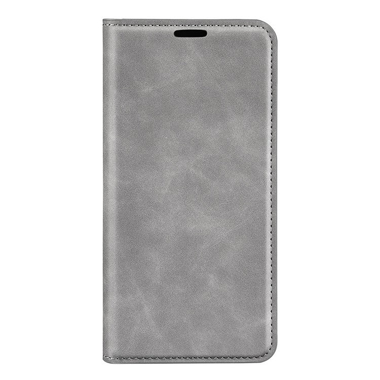 For Motorola Edge 30 Neo 5G / Edge 30 Lite Skin-touch PU Leather Flip Wallet Cover Stand Magnetic Absorption Shockproof Phone Case - Grey